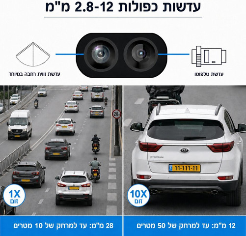 מצלמת אבטחה סולארית סלולרית 4K - זום X10, עדשה כפולה ואיכות 8MP