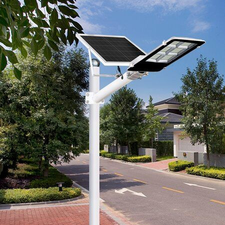 תאורה סולארית - פנס רחוב סולארי 300W עם שלט אלחוטי דגם גיל | לבן חם