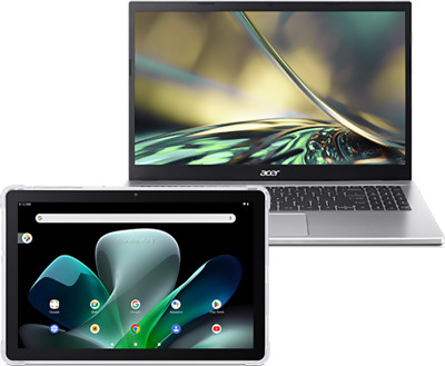 באנדל מחשב נייד + טאבלט Acer "15.6 FHD + מעבד Intel Core i5 + זיכרון 16GB RAM + כונן 512GB SSD + Windows 11 + טאבלט Acer "10.1 64GB כולל כיסוי Bumper