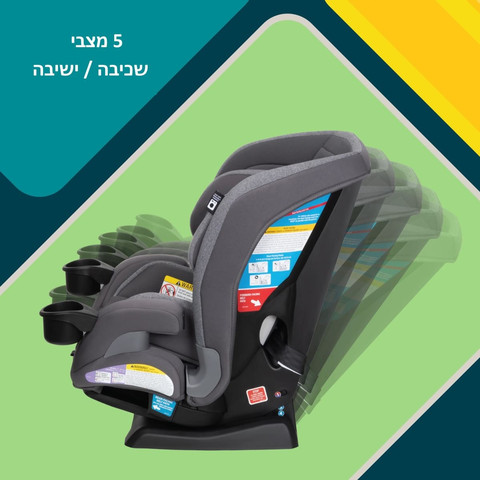 כסא בטיחות דו-כיווני צר מלידה ועד 45 קג דגם Slim Ride צבע אפור