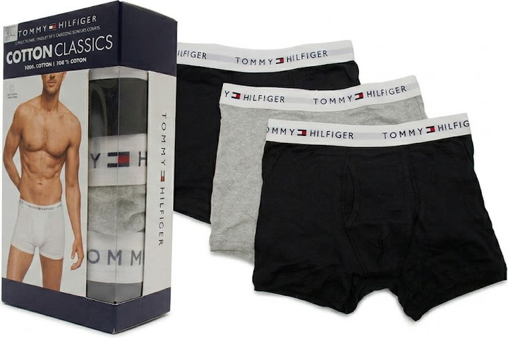 מארז שלישיית בוקסר לגבר TOMMY HILFIGER מבד 100% כותנה רכה ,גזרה-TRUNKS