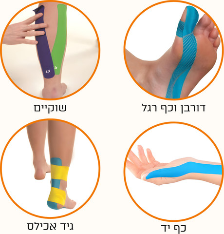 טייפ קינזיולוגי חתוך מראש - כותנה שחור