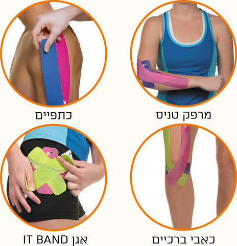 טייפ קינזיולוגי חתוך מראש - כותנה שחור