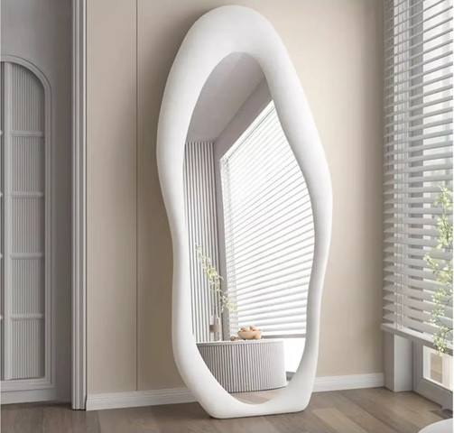 מראת גוף אמורפית ענקית 160X60 מסגרת קטיפה- ורוד