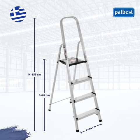 סולם אלומיניום ביתי 4 שלבים עד 150 ק"ג - palbest