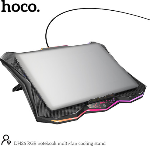 משטח קירור למחשב נייד HOCO DH26 עם תאורת RGB