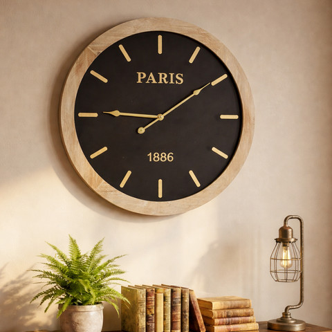 שעון קיר מעץ מלא – דגם PARIS