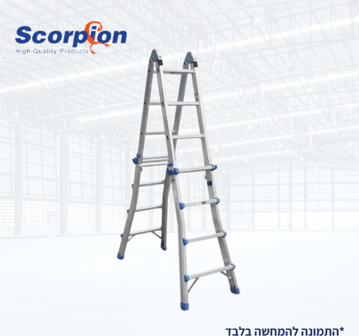 TIANGIN JINMAO - סולם אלומיניום קפיצי 16 שלבים (4*4) גובה מקסימלי 3.7
