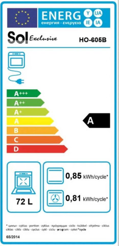 תנור בנוי מפואר 72 ליטר SOL HO605B שחור