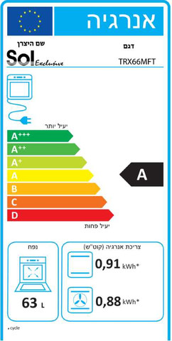 תנור משולב 66 ליטר Sol TRX66MFT נירוסטה