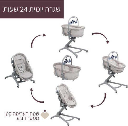עריסה משולבת 5ב1 דגם Baby Hug 5in1 Pro