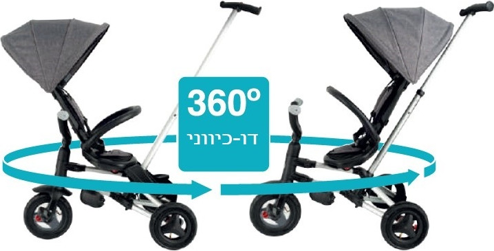 תלת אופן עם מושב מסתובב 360 במהדורה מיוחדת דגם Nova Plus Begs שחור-זהב