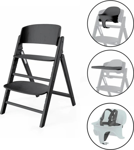 כסא אוכל מתקפל 3ב1 כולל מגש ורצועות דגם Click&Fold 3in1 צבע שחור