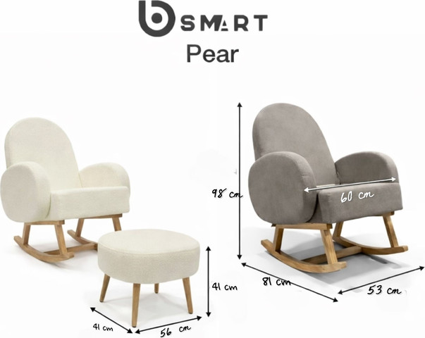 כורסת הנקה כולל הדום דגם Pear צבע אפור
