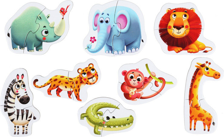 פאזל מגיל שנתיים סט 8 דמויות 2 חלקים דגם African Animals