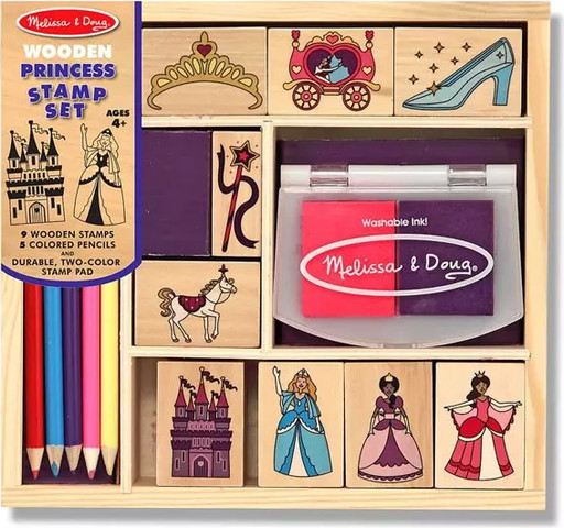 ערכת חותמות עץ נסיכות דגם Princess Stamp Set