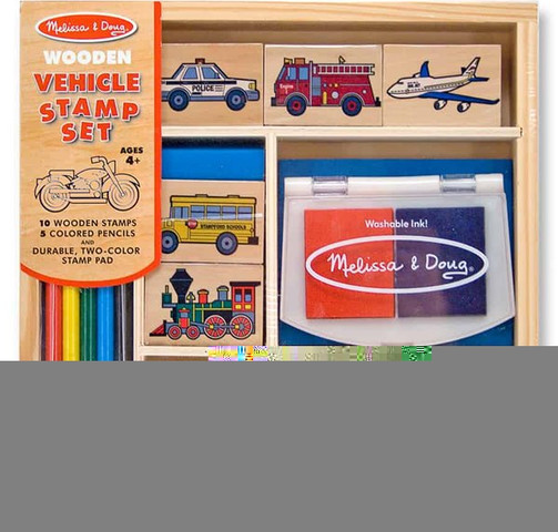 ערכת חותמות עץ כלי תחבורה דגם Vehicle Stamp Set