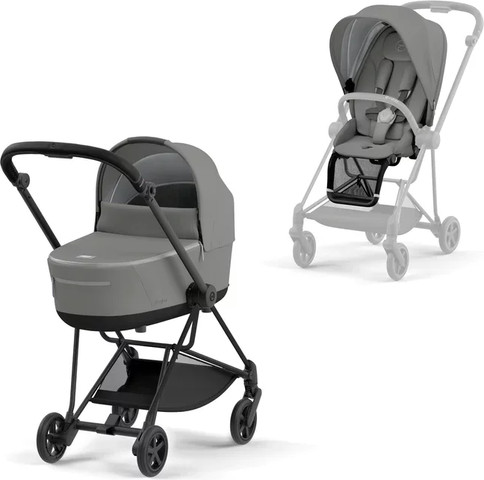 עגלת תינוק משולבת עם שלד שחור מט דגם Mios 3