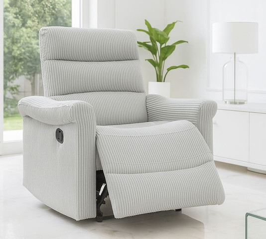 כורסת טלוויזיה מרופדת עם ריקליינר דגם Easy Comfort אפור בהיר