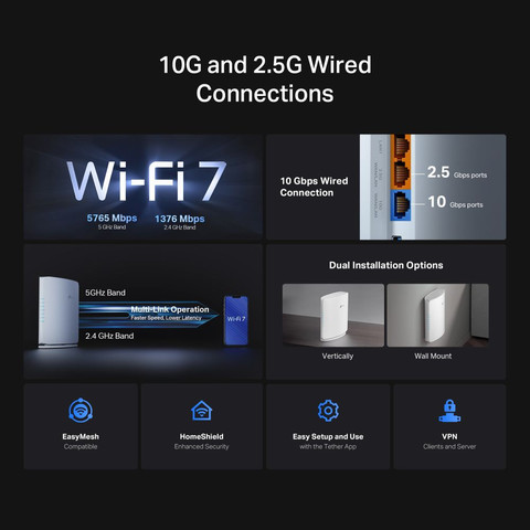 ראוטר TP-Link BE7200 WiFi 7 Dual-Band Archer BE450