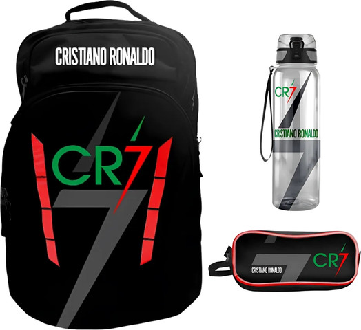 סט חזרה לבית ספר רונאלדו CR7 - תיק גב חצי אורטופדי, קלמר שני תאים ובקבוק עם פקק חכם