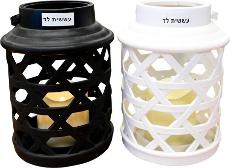 עששית מגן דוד עם נר לד שחורה. דגם B2295