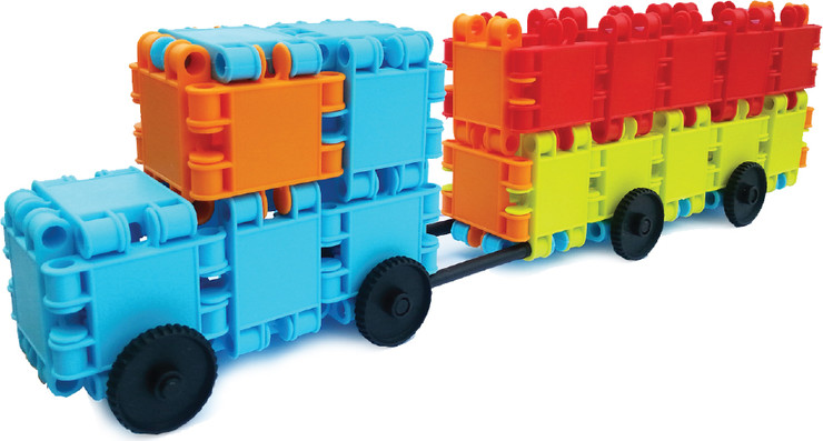 אבני בניה 50 חלקים + גלגלים בשקית
