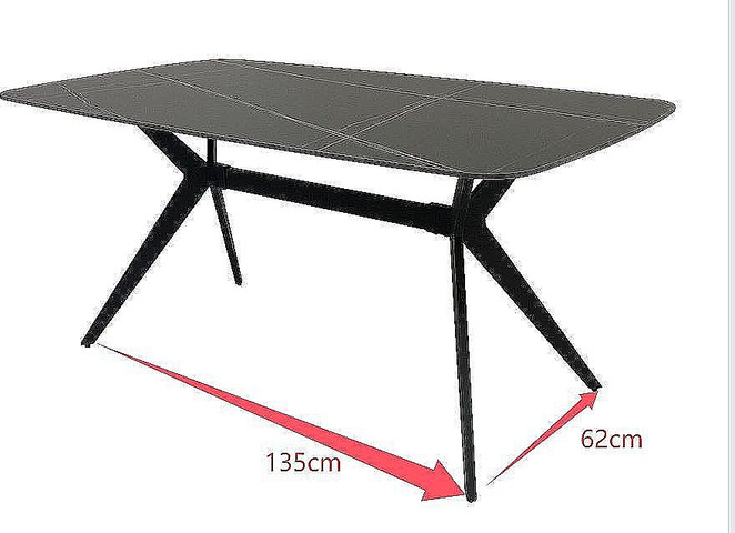 פינת אוכל מקרמיקה דגם פירנצה 140X80 ס"מ עם 6 כיסאות קטיפה שחורה דגם ריברה 