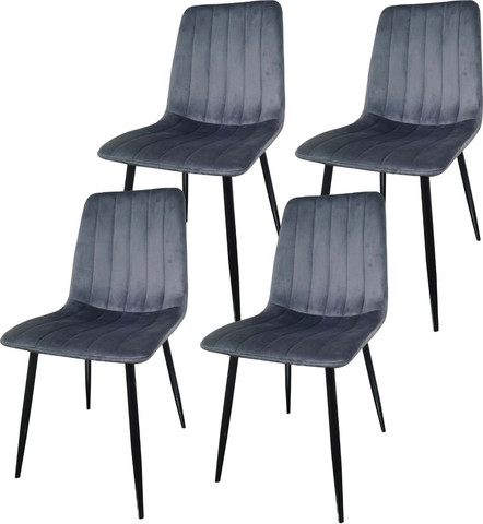 פינת אוכל קומפקטית הכוללת שולחן אוכל ו- 4 כיסאות מרופדים בגוון אפור כהה דגם גולן-ריביירה