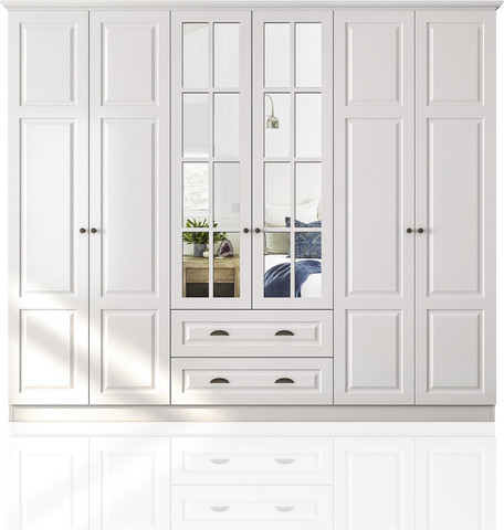 ארון בגדים 6 דלתות ברוחב 210 ס"מ דגם קנידוס מבית Twins Design - גובה 210 ס"מ