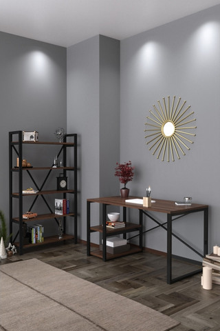 עמדת עבודה מפוארת דגם AHENK האנק מבית Twins Design  - חום WALNUT