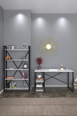 עמדת עבודה מפוארת דגם AHENK האנק מבית Twins Design  - חום WALNUT