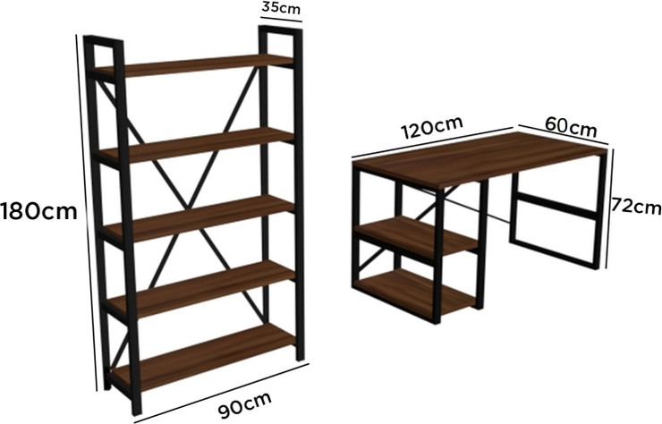 עמדת עבודה מפוארת דגם AHENK האנק מבית Twins Design  - חום WALNUT