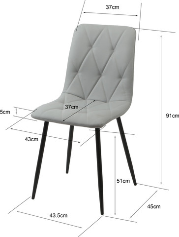 סט 4 כיסאות לפינת אוכל אפור דמוי עור דגם KUALA מבית Twins Design