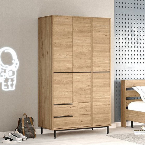 ארון בגדים 3 דלתות 2 מגירות דגם Gaash צבע עץ מבית Twins Design