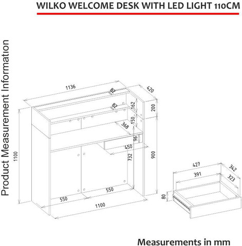 דלפק קבלה עם תאורה דגם Wilko