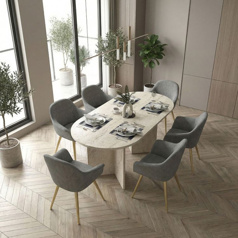 שולחן אוכל דגם אורון בצבע טרווטרין מבית Twins Design