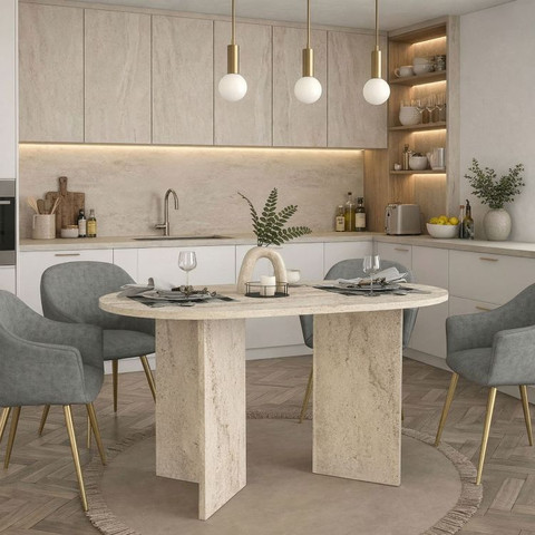 שולחן אוכל דגם אורון בצבע טרווטרין מבית Twins Design