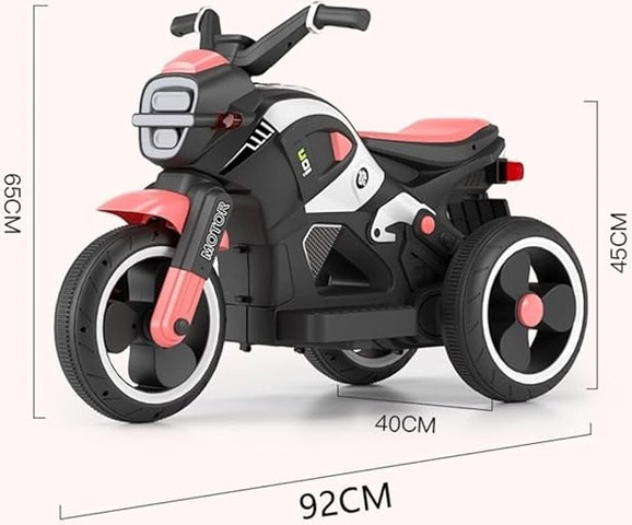 אופנוע 3 גלגלים חשמלי ממונע 6V מיני פוליס Mini Police עם אפקטים קוליים ותאורה - אדום