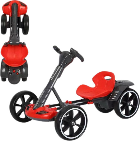 קרטינג מתקפל ממונע לילדים 12V עם שלט רחוק, אורות וצלילים - אדום