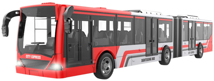 אוטובוס אקורדיון עירוני על שלט 46 ס"מ עם אורות קדמיים נדלקים- אדום לבן