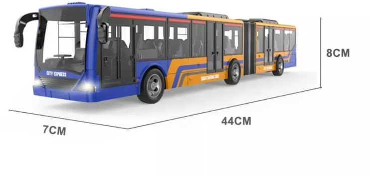 אוטובוס אקורדיון עירוני על שלט 46 ס"מ עם אורות קדמיים נדלקים- אדום לבן