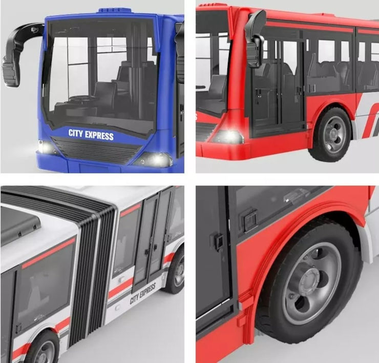 אוטובוס אקורדיון עירוני על שלט 46 ס"מ עם אורות קדמיים נדלקים- אדום לבן