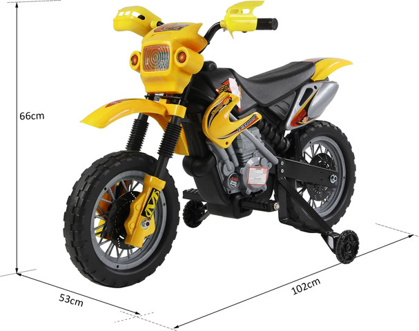 אופנוע שטח חשמלי ממונע 6V עם גלגלי עזר, אפקטים קוליים ותאורה - ירוק
