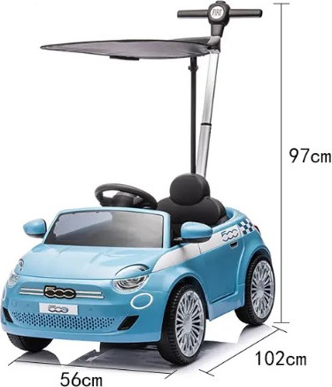 בימבה דחיפה בדמות FIAT 500 עם ידית הורה, דלתות נפתחות, גגון וצלילים - לבן