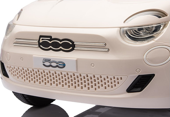 בימבה דחיפה בדמות FIAT 500 עם ידית הורה, דלתות נפתחות, גגון וצלילים - לבן