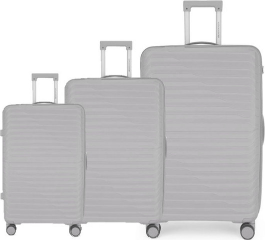 סט 3 מזוודות איכותיותPP  קשיחות Australian adventurer  בגדלים 20, 24, 28  בצבע אפור בהיר
