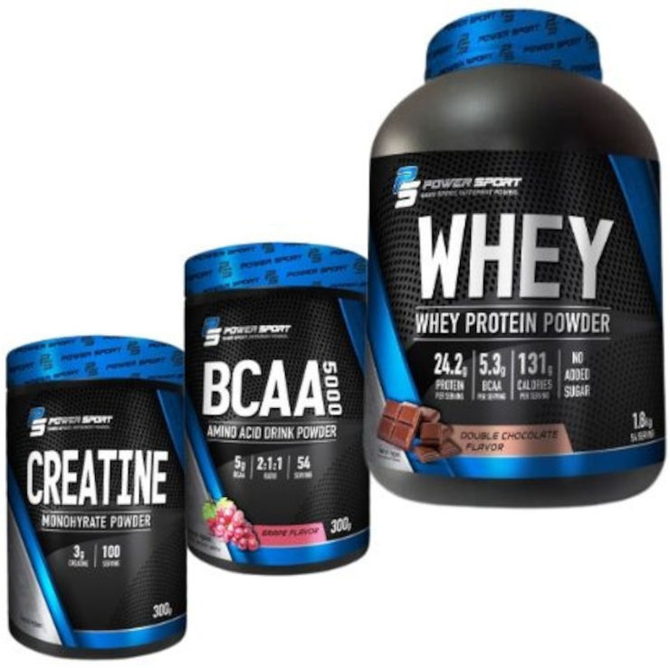 אבקת חלבון PS WHEY - טעם שוקולד + חומצות אמינו BCAA 5000 + קריאטין PS