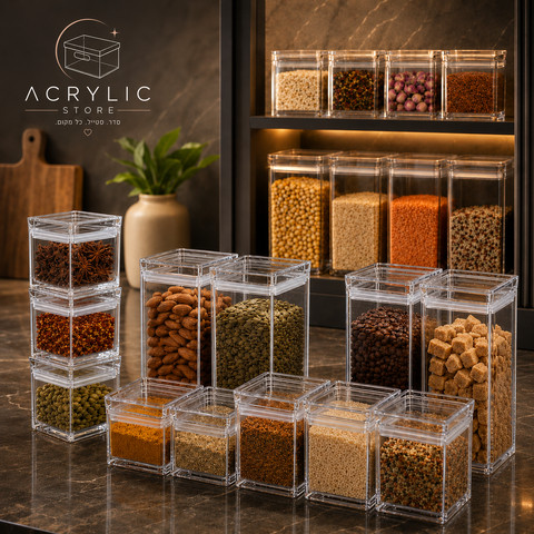 סט Pantry Classic למזווה מסודר – 12 קופסאות אקריליות