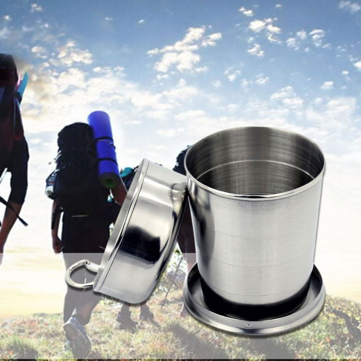 כוס שתייה מנירוסטה מתקפלת למחזיק מפתחות